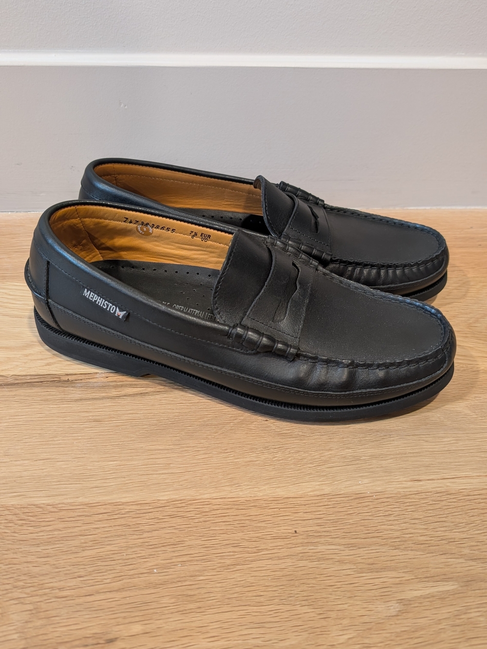 Mephisto Black Leather Penny Loafers